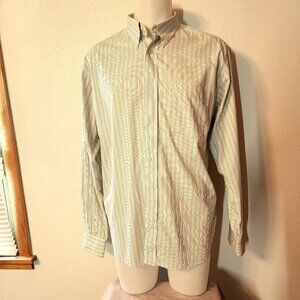 Eddie Bauer Shirt Men's LARGE Relaxed Fit Wrinkle Free Striped EUC #562